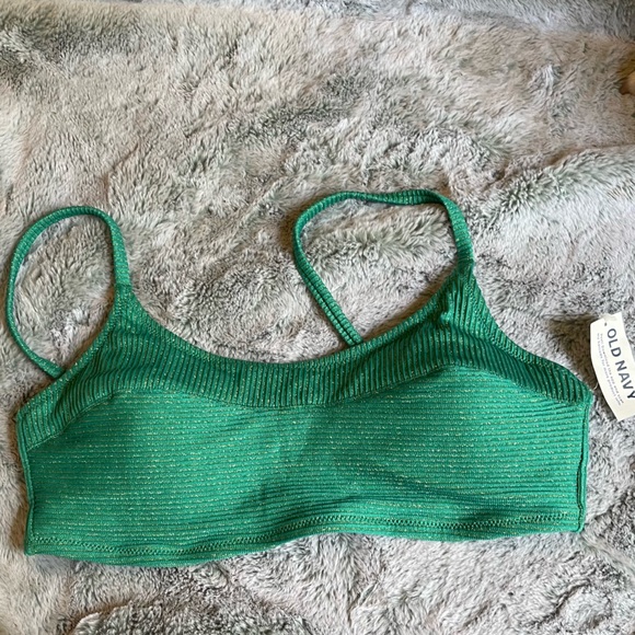 Old Navy Other - Green and Gold Adjustable Sparkle Bikini Top from Old Navy Size Medium NWT
